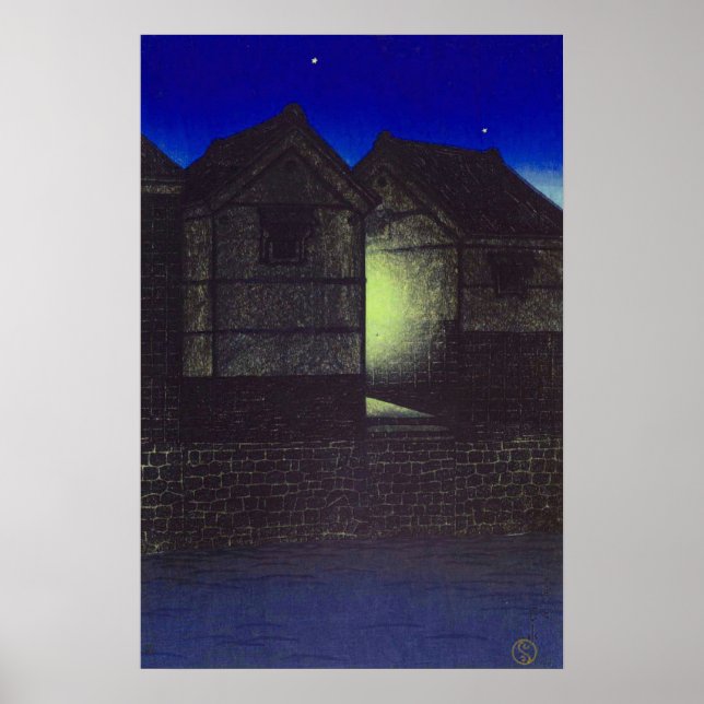Póster Shinkawa de Noche Kawase Hasui (Frente)