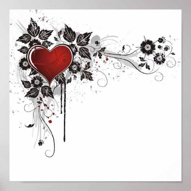 Póster Shiny Heart, Leaves & Flowers - Original (Frente)