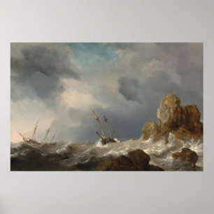 Póster Ships, Gale - Willem van de Velde Fine Art Poster