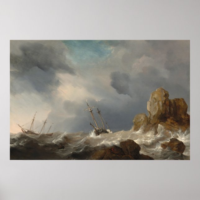 Póster Ships, Gale - Willem van de Velde Fine Art Poster (Frente)