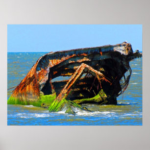 Póster Shipwrect Abstract Blue
