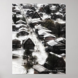 Póster Shirakawago Villa de la Nieve Japón Destino de via