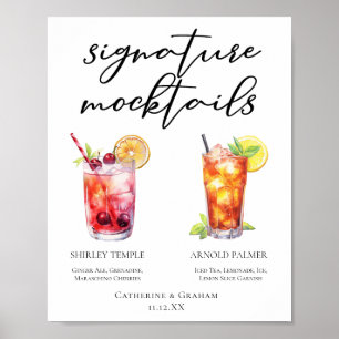 Póster Shirley Temple Arnold Palmer menú de cócteles