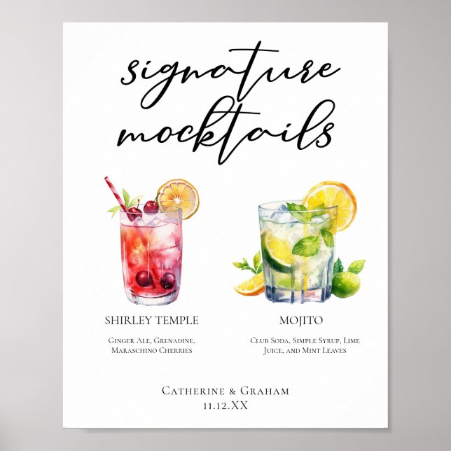 Póster Shirley Temple Mojito Signature Mocktails Menú (Frente)