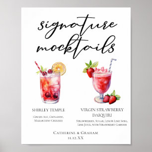 Póster Shirley Temple Strawberry Daiquiri Menú de cóctele