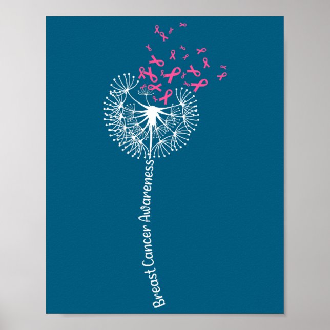 Póster Shirt Breast Cancer Awareness Flower Pink (Frente)