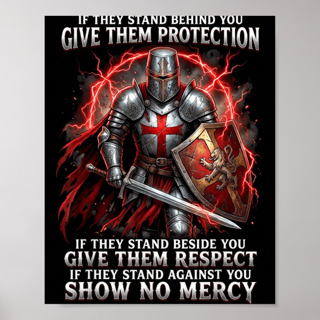 Póster Shirt Knights Templar Warrior Protection Respect (Frente)