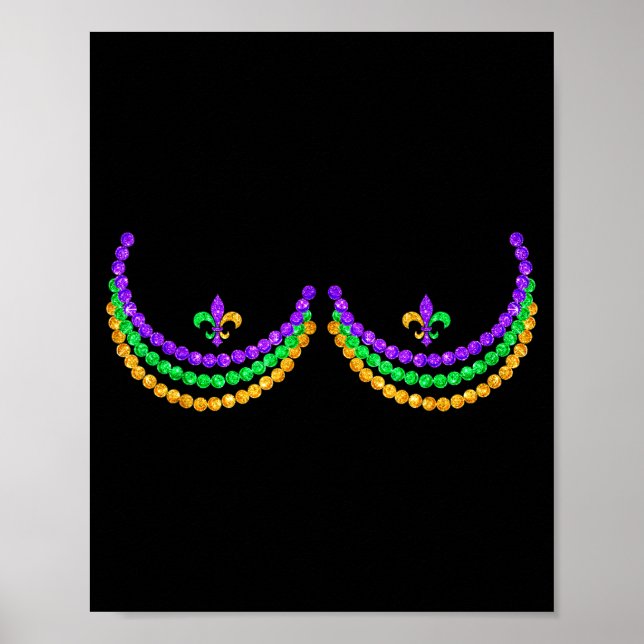 Póster Shirt Mardi Gras Funny Beads S Outline Costume Hum (Frente)