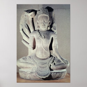 Póster Shiva con diez brazos, del templo Thap Banh It,
