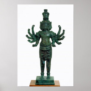 Póster Shiva con muchos brazos y cabezas, Angkor