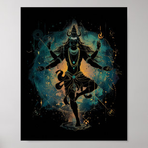 Póster Shiva Dios Hindú Espiritual Danza Tandava Yoga Med