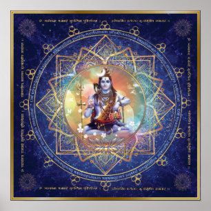 Póster Shiva Mahamrityunjaya. Health, Peace, Prosperity