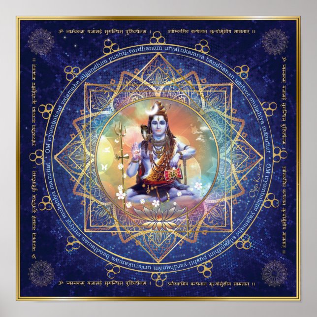 Póster Shiva Mahamrityunjaya. Health, Peace, Prosperity (Frente)