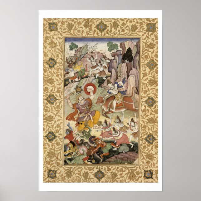 Póster Shiva matando al Demon Andhaka, c.1585-90 (Frente)
