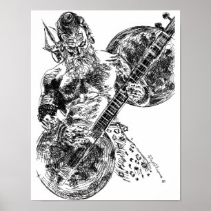 Póster Shiva tocando la guitarra