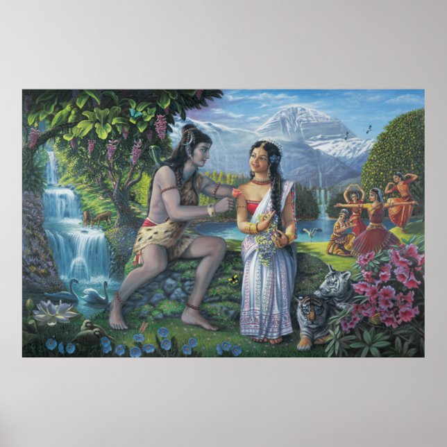 Póster Shiva y Parvati -36 X 24 pulgadas. Imprimir (Frente)