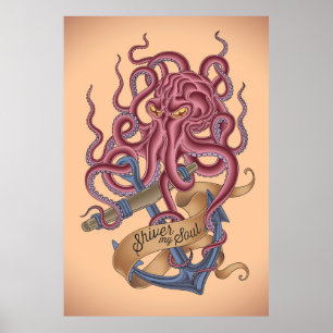 Póster Shiver My Soul Octopus Tatto