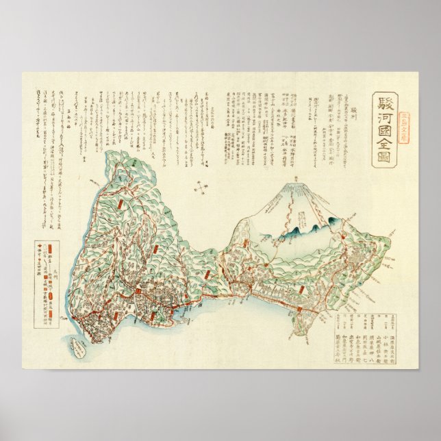 Póster Shizuoka-ken, JapanPanoramic Map (Frente)