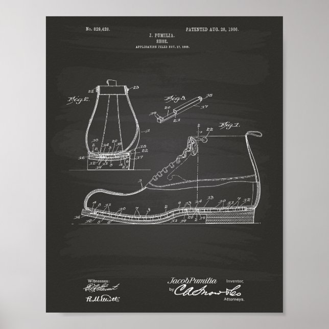 Póster Shoe 1906 Patent Art Chalkboard (Frente)