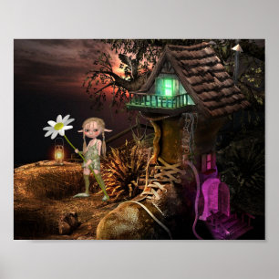 PÓSTER SHOE HOUSE CUTE ELF GIRL FANTASY POSTER