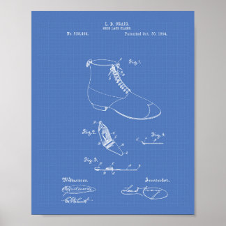 Póster Shoe Lace Clamp 1894 Patent Art Blueprint