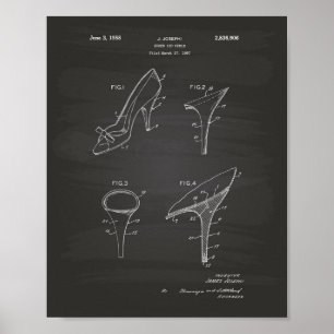 Póster Shoes and Heels 1958 Patent Art Chalkboard