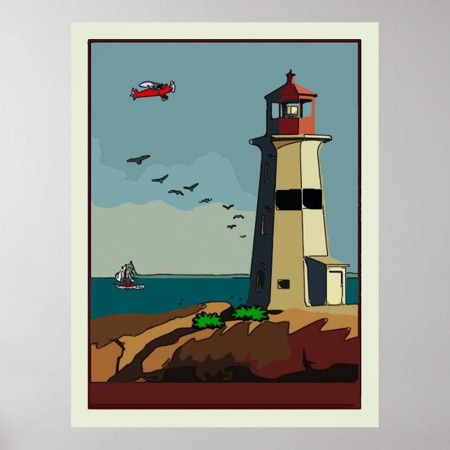 Póster Shore, Lighthouse, Añadir texto (Frente)