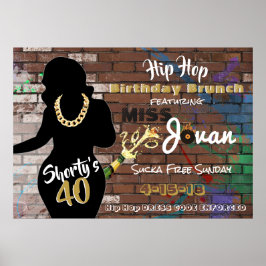 Póster Shorty's 40 Hip Hop Birthday Brunch Urban Fiesta