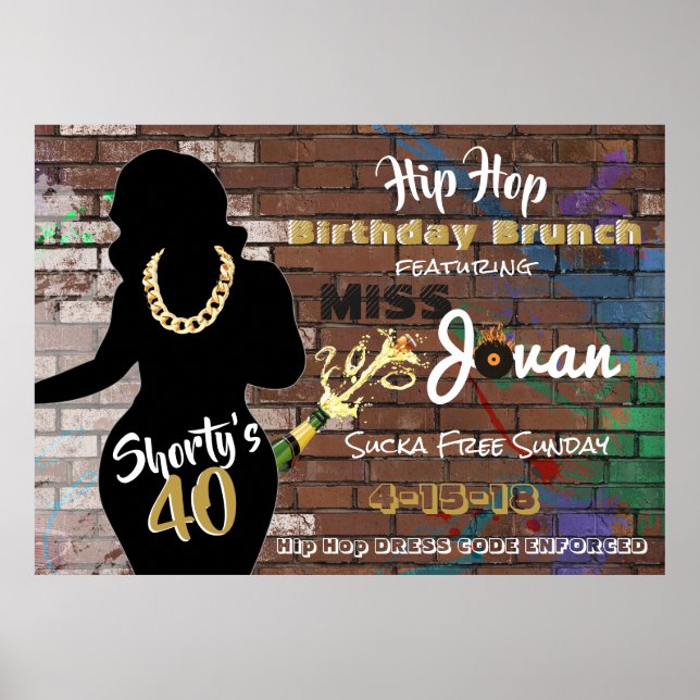 Póster Shorty's 40 Hip Hop Birthday Brunch Urban Fiesta (Frente)