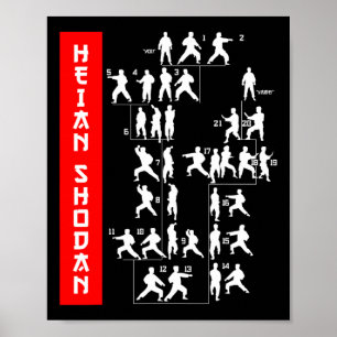 Póster Shotokan Karate Heian Shodan Martial Arts Dojo Tra
