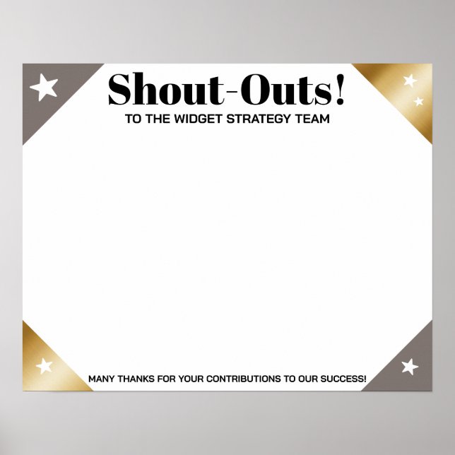 Póster Shout out board employee daily kudos post-its (Frente)