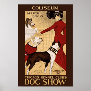 Póster Show de Perros, 1902. Publicidad de época