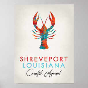 Póster Shreveport Louisiana Crawfish Bright
