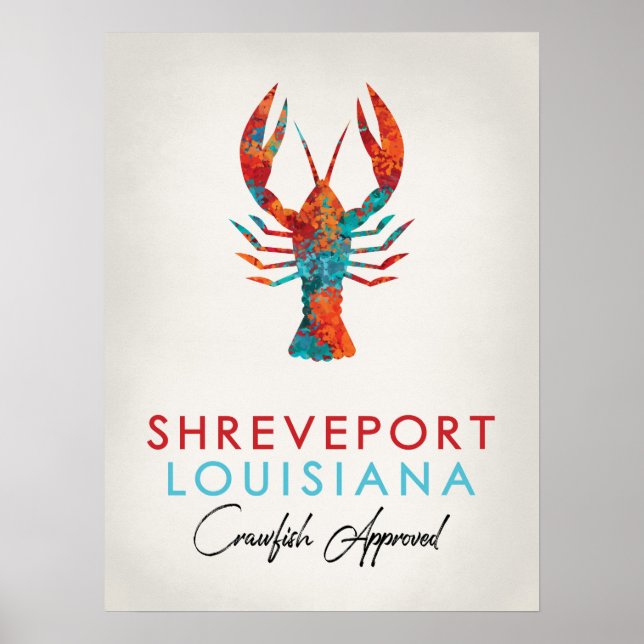 Póster Shreveport Louisiana Crawfish Bright (Frente)