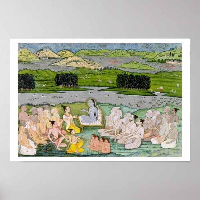 Póster Shri Sukdevji predicando en un discurso de Sadhus, (Frente)