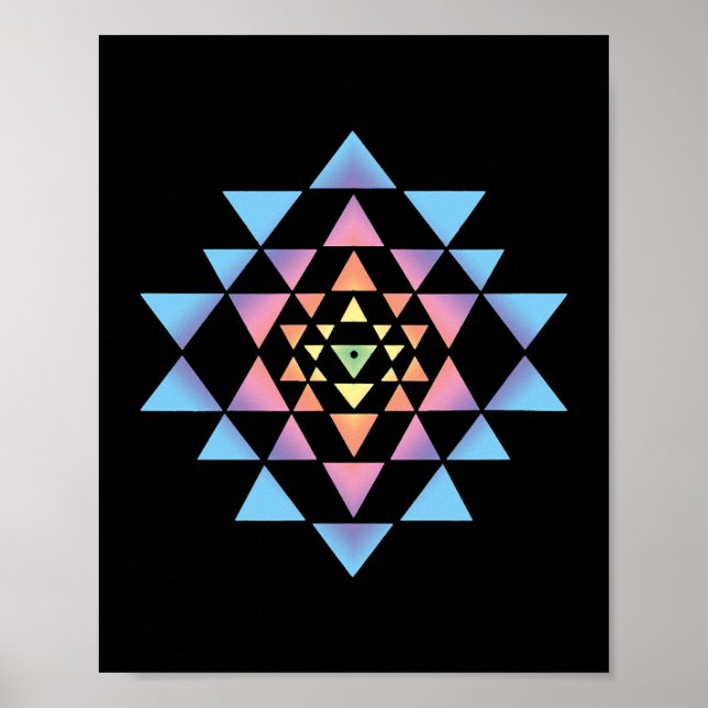 Póster Shri Yantra Budismo Meditación Geometría Sagrada Z (Frente)