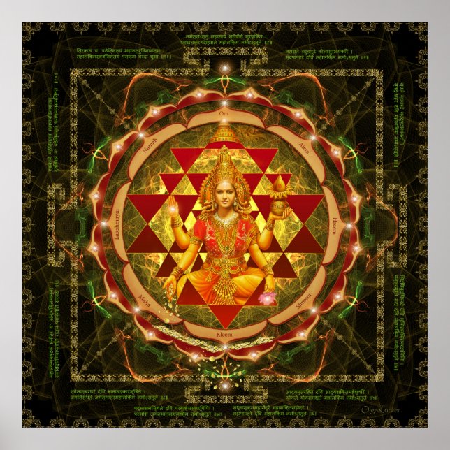 Póster Shri Yantra-Maha Lakshmi Ashtakam- Abundancia (Frente)