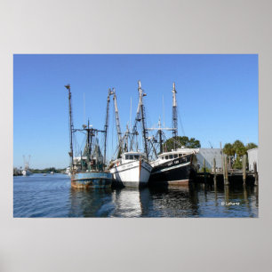 Póster Shrimp Boats Wait at the Dock