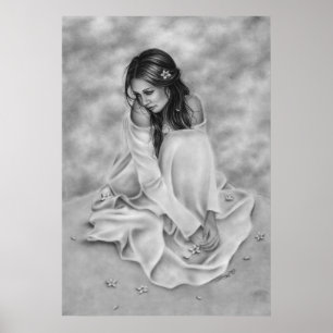 Póster Shy Flower Girl Poster
