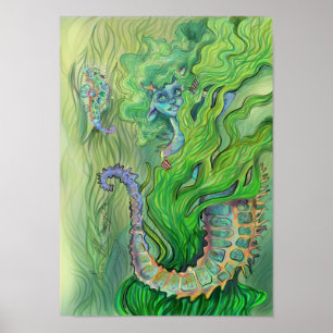 Póster Shy Seahorse Mermaid