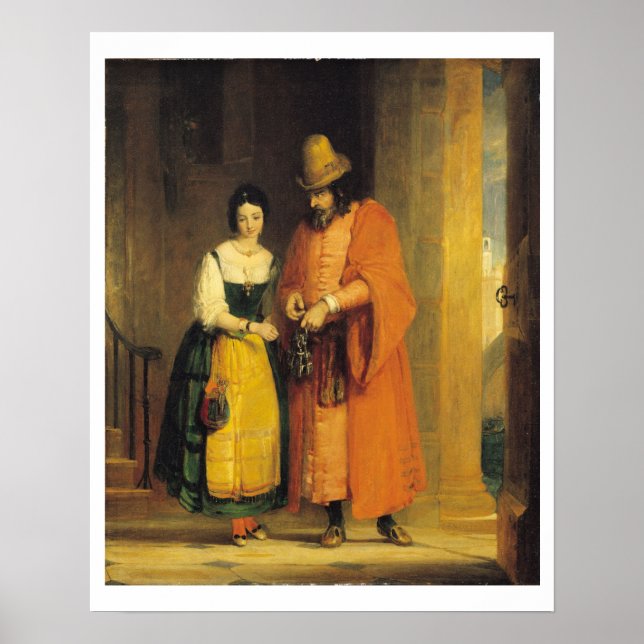 Póster Shylock y Jessica de "El comerciante de Venecia", (Frente)