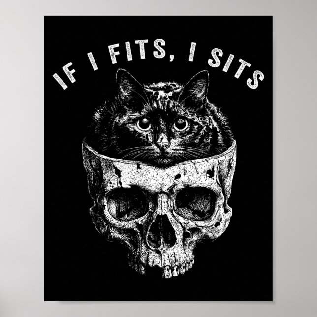 Póster Si cabe gato negro calavera gótico oscuro meme (Frente)