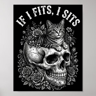 Póster Si cabe me siento calavera de gato negro humor min