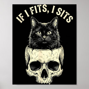 Póster Si cabe me siento calavera de gato negro meme dive