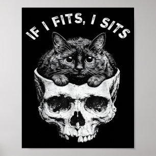 Póster Si cabe me siento calavera de gato negro meme mini