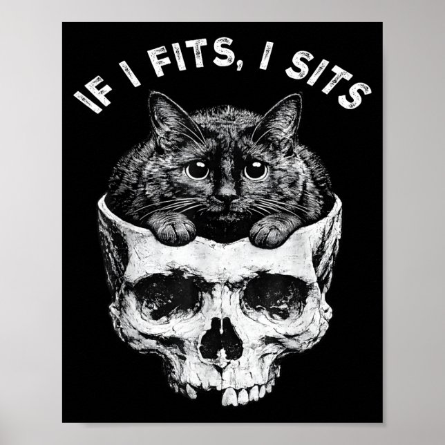 Póster Si cabe me siento calavera de gato negro meme mini (Frente)