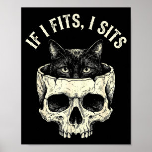 Póster Si cabe me siento calavera de gato negro meme mini
