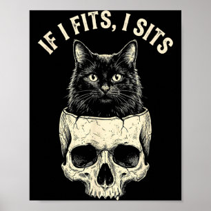 Póster Si cabe me siento Cráneo de gato negro Minimalista