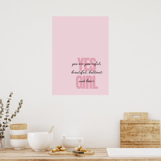 Póster Sí Chica Eres Un Hermoso Chica Motivador Imprimir (Cocina)