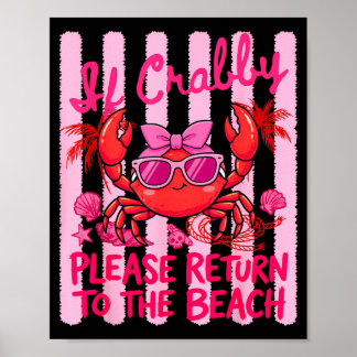 Póster Si Crabby Regresa A La Playa Vacaciones De Verano